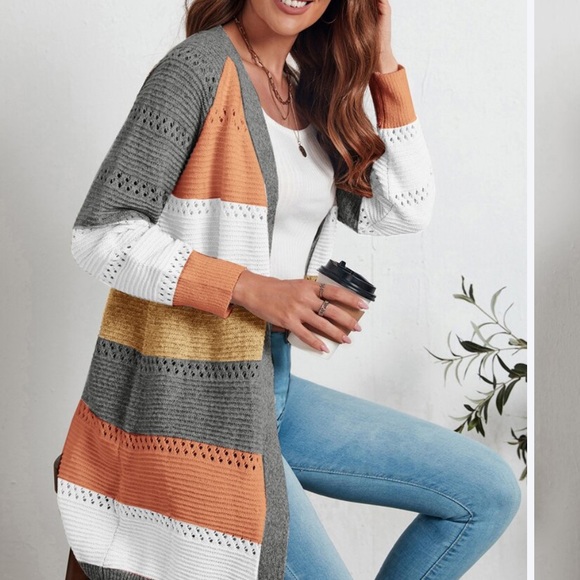 Sweaters - COLOR BLOCK MEDIUM RAGLAN SLEEVE LONG CARDIGAN NWT